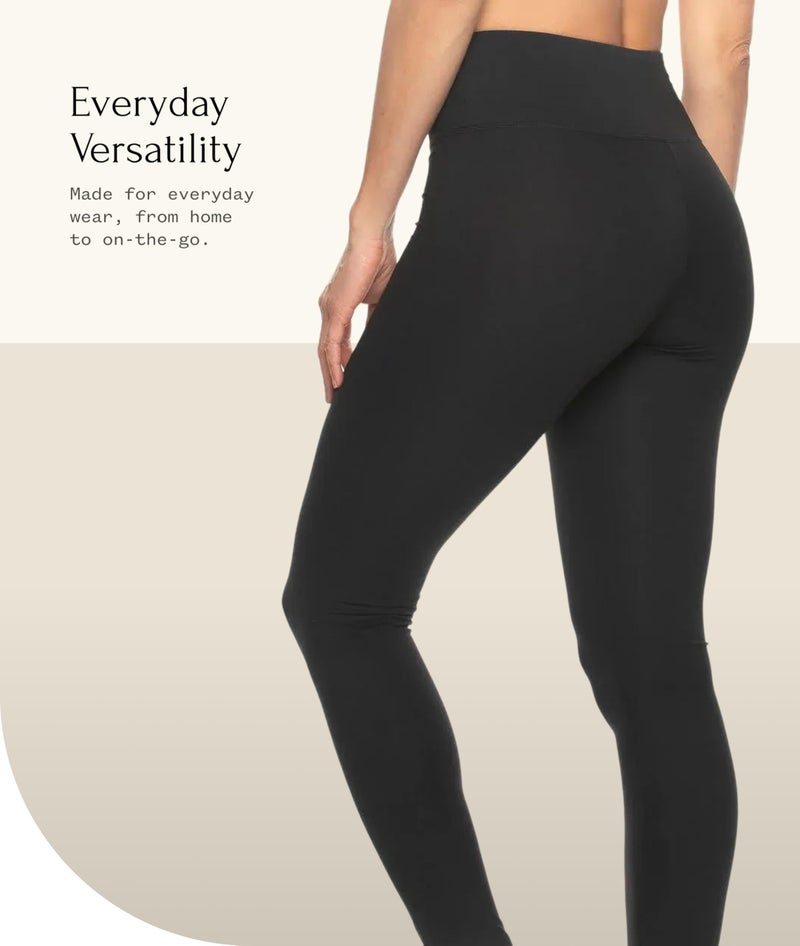 Felina Sueded Athleisure Performance Legging (2-Pack) Womens Leggings w/Slimming Waist Band Style: C3690RT Black - Image 5